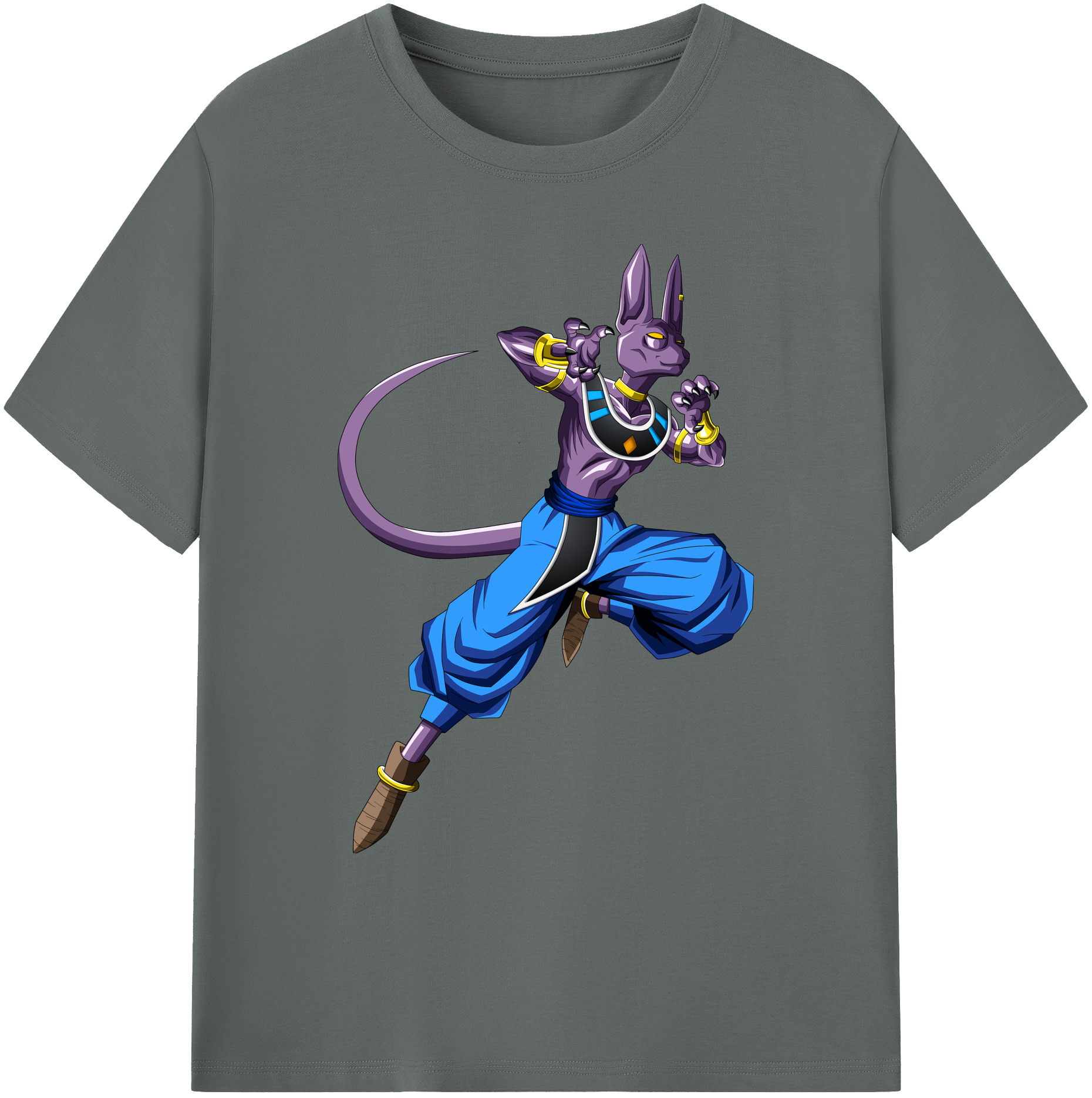 （画像用） ドラゴンボール ビルス 破壊神ビルス DRAGON BALL Beerus Birusu 綿100％ メンズ半袖Tシャツ｜肌触りやわらか＆通気性